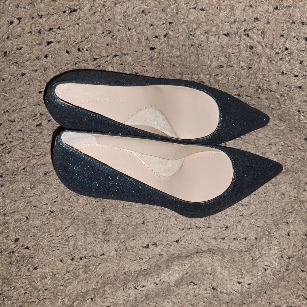 BANANA REPUBLIC-Madison 12 Hour Teal Glitter Pewter Point Toe Pump-SZ 6-NWOB - Picture 7 of 8